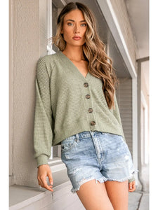 Olive Knit Button Cardigan