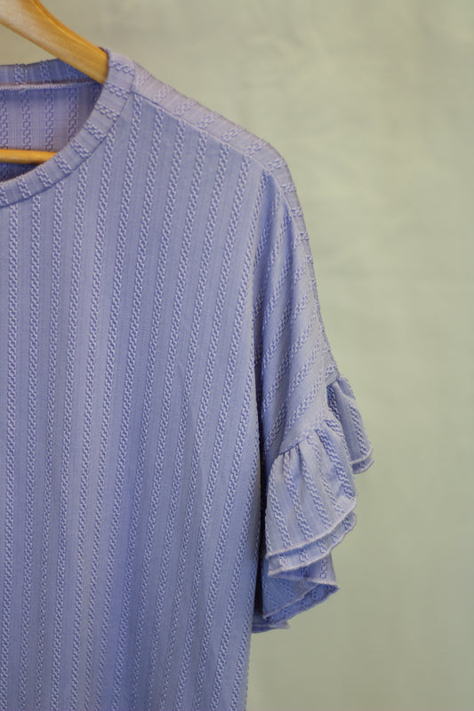 Violet Flutter Sleeve Textured Top