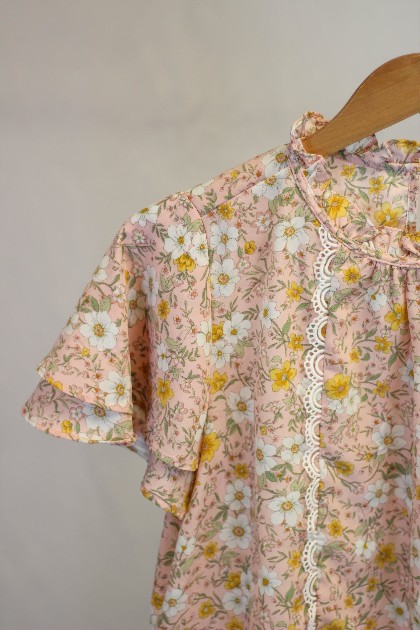Spring Floral Trim Blouse