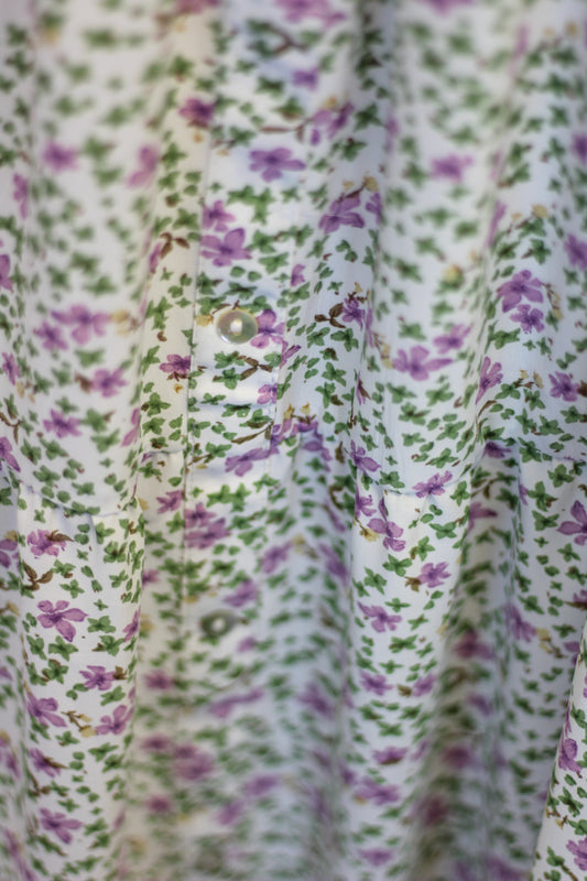 Floral Sage Button Midi Skirt