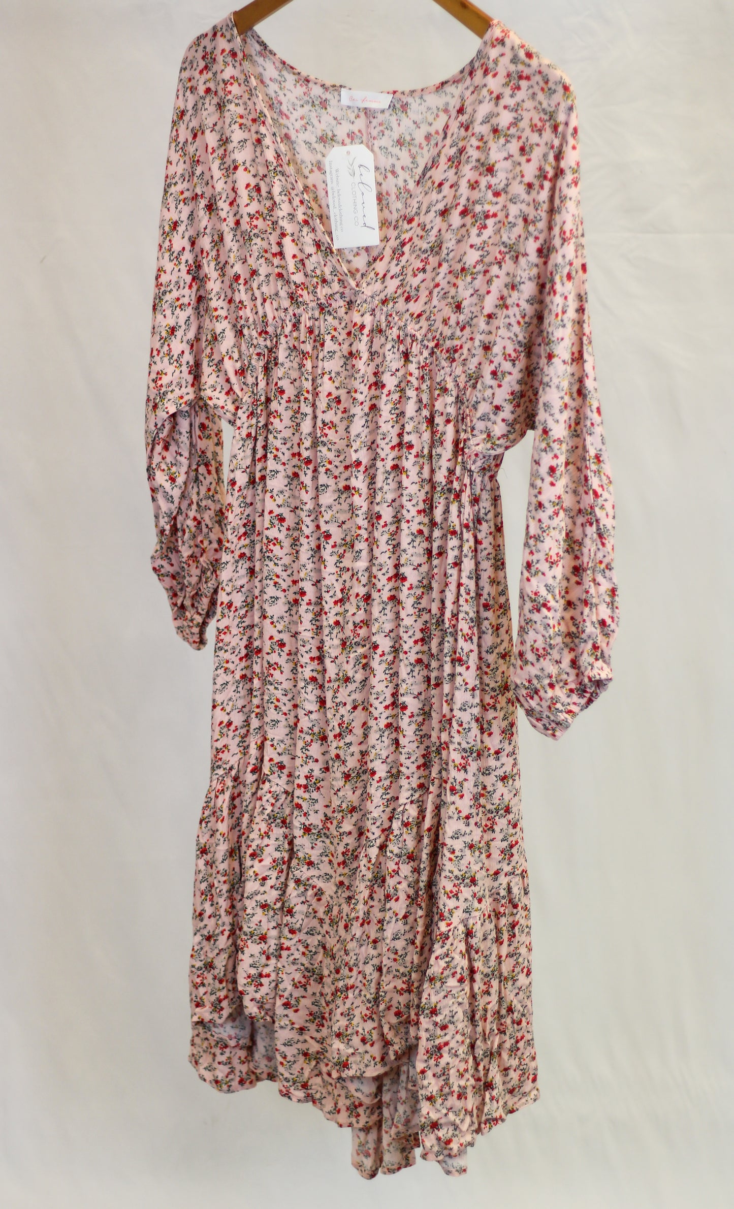 Deep V-Neck Floral Dress