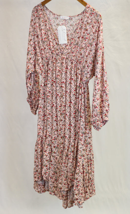 Deep V-Neck Floral Dress