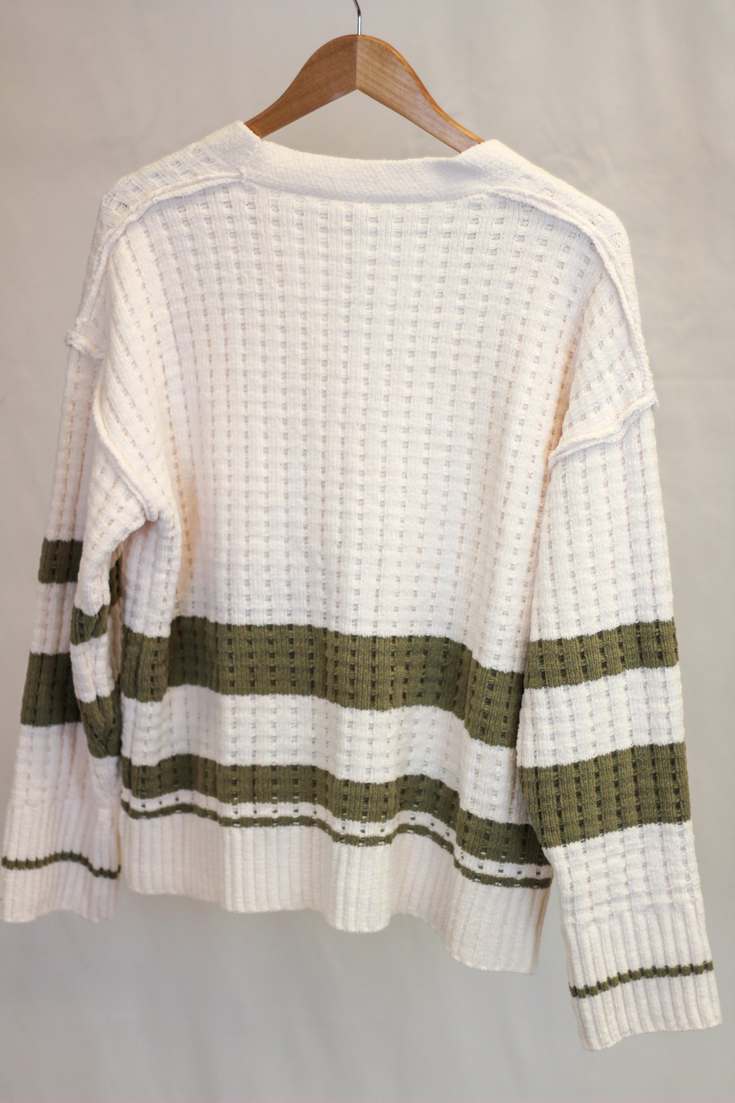 Striped Open Front Knitted Cardigan