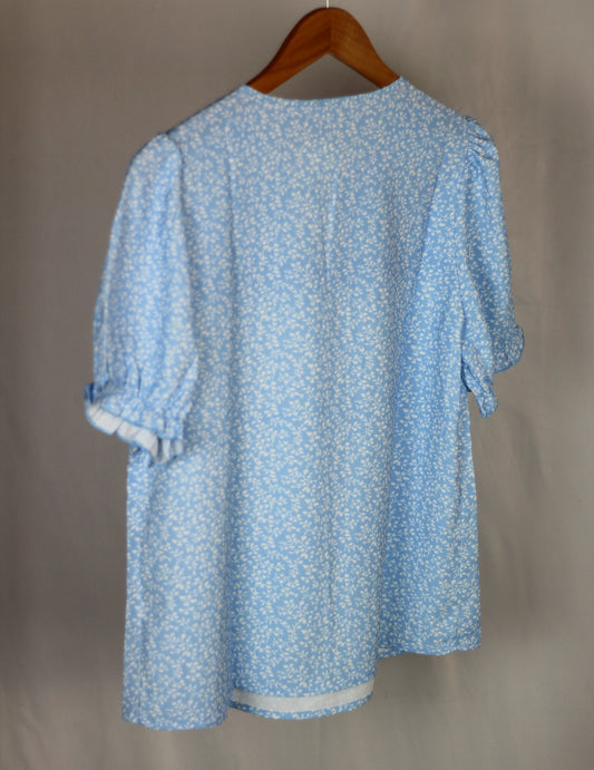 Embroidered Floral Blue Blouse