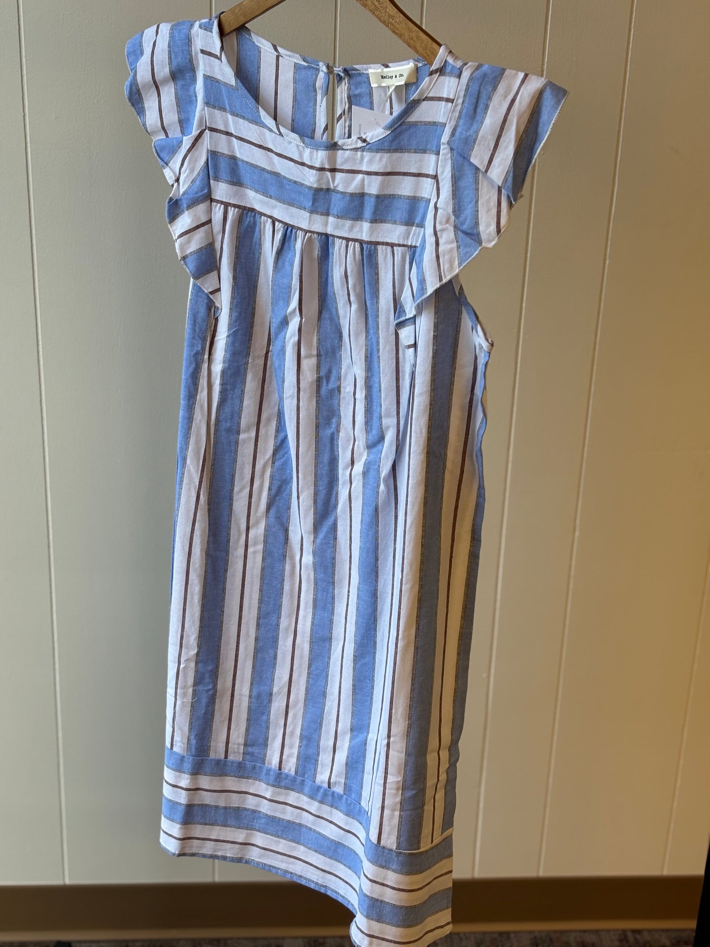 Ruffle Sleeve Striped Dress