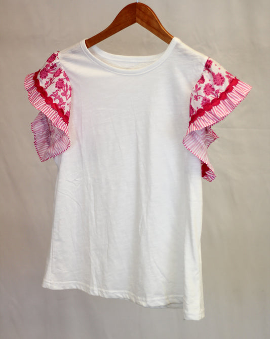 Ruffle Sleeve Patchwork Blouse