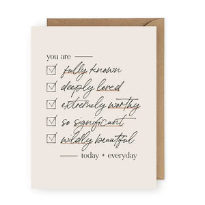 You are Fully Known Checklist Greeting Card