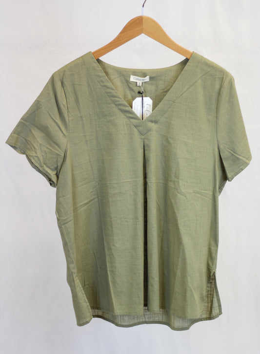 Washed Cotton Linen V-Neck Top