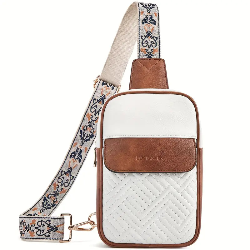 Quilted Leather Sling Bag- White