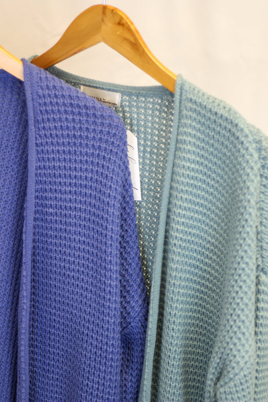 Waffle Knit Open Front Cardigan