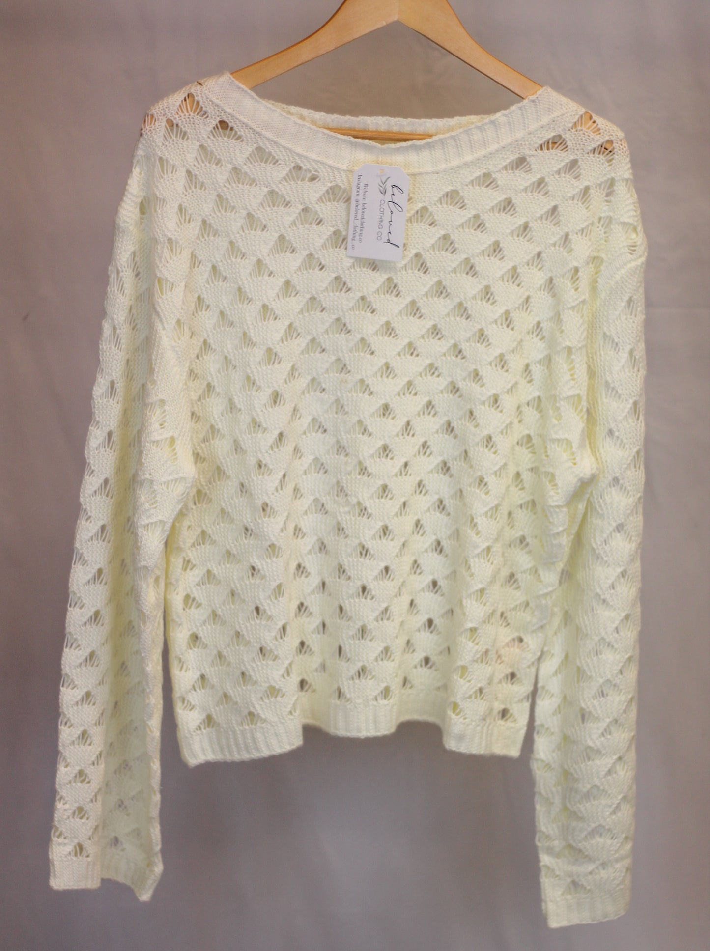 Ivory Eyelet Crochet Knit Pullover