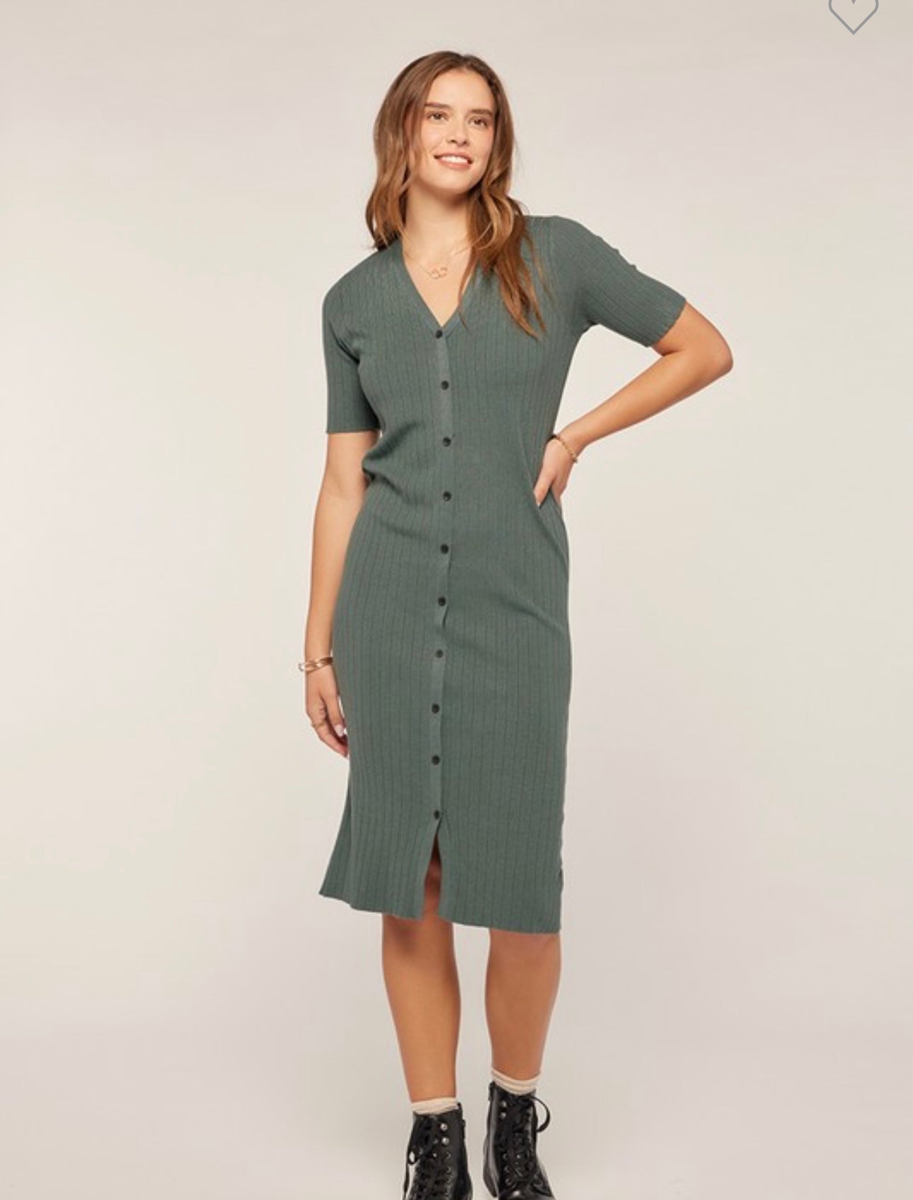 Button Down Ribbed Sweater Dress