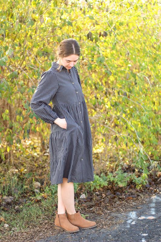 Striped Button Up Midi Dress