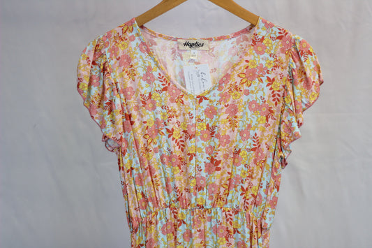 Peach Mint Floral Midi Dress