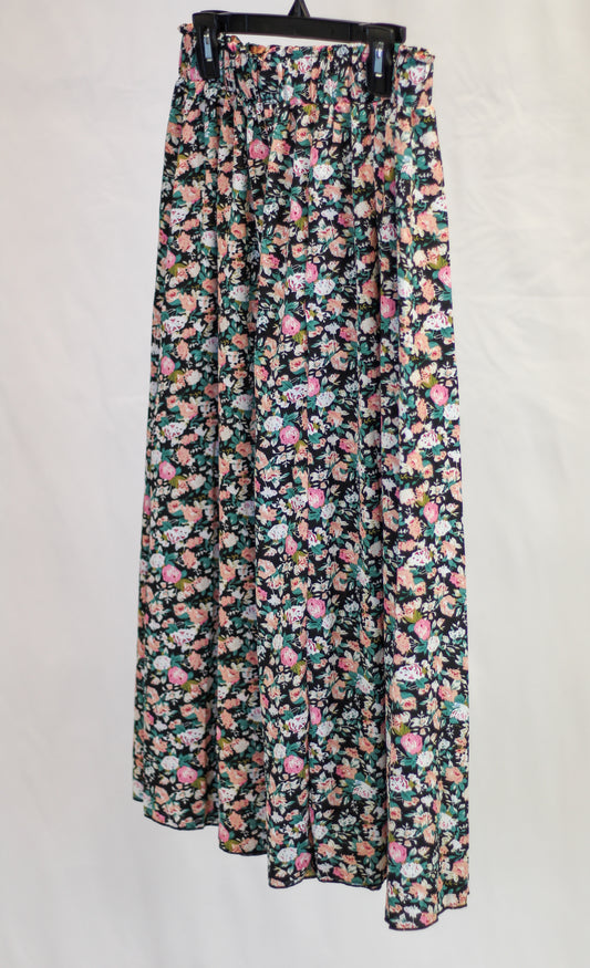 Pink Floral Midi Skirt