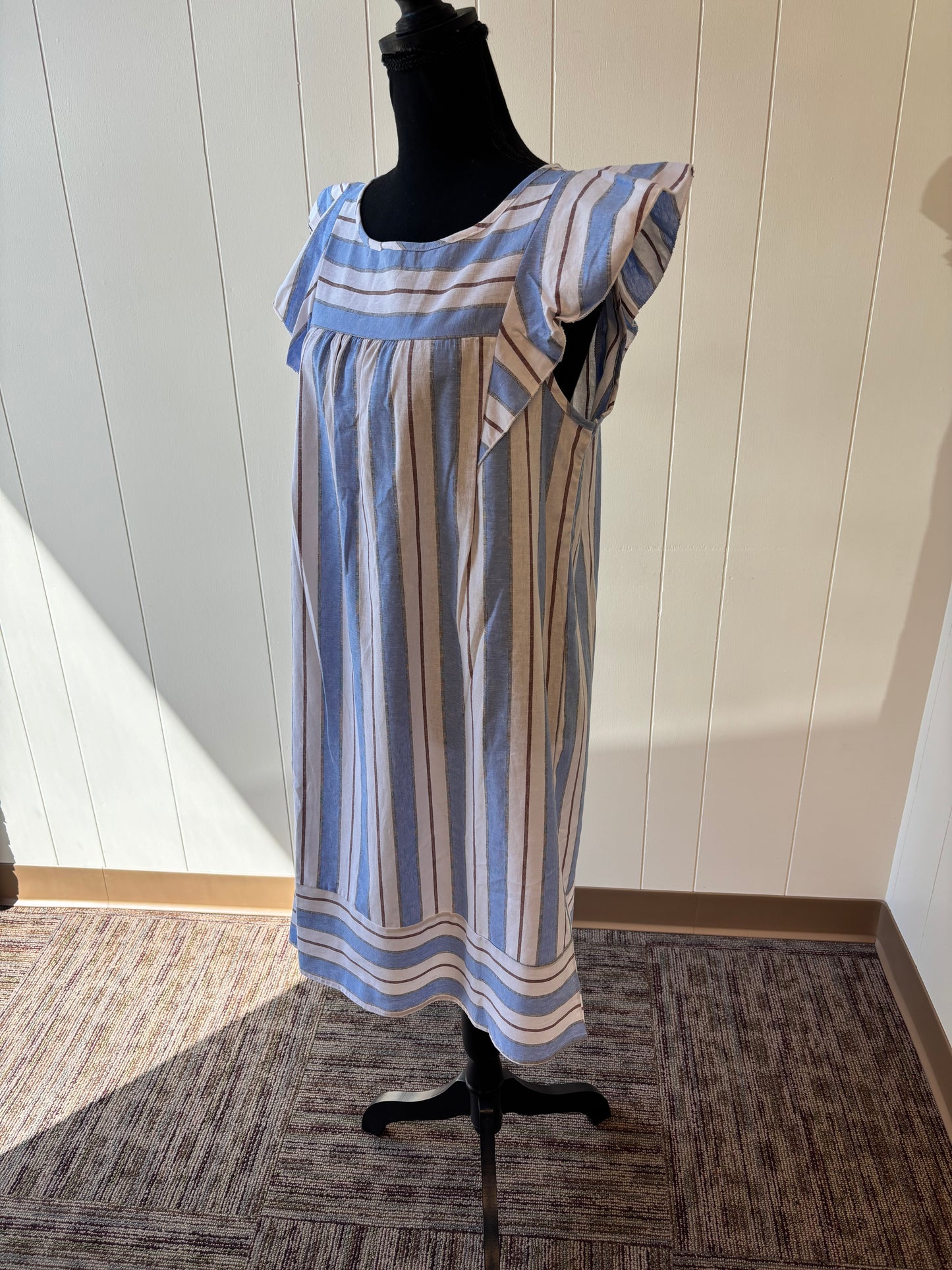 Ruffle Sleeve Striped Dress