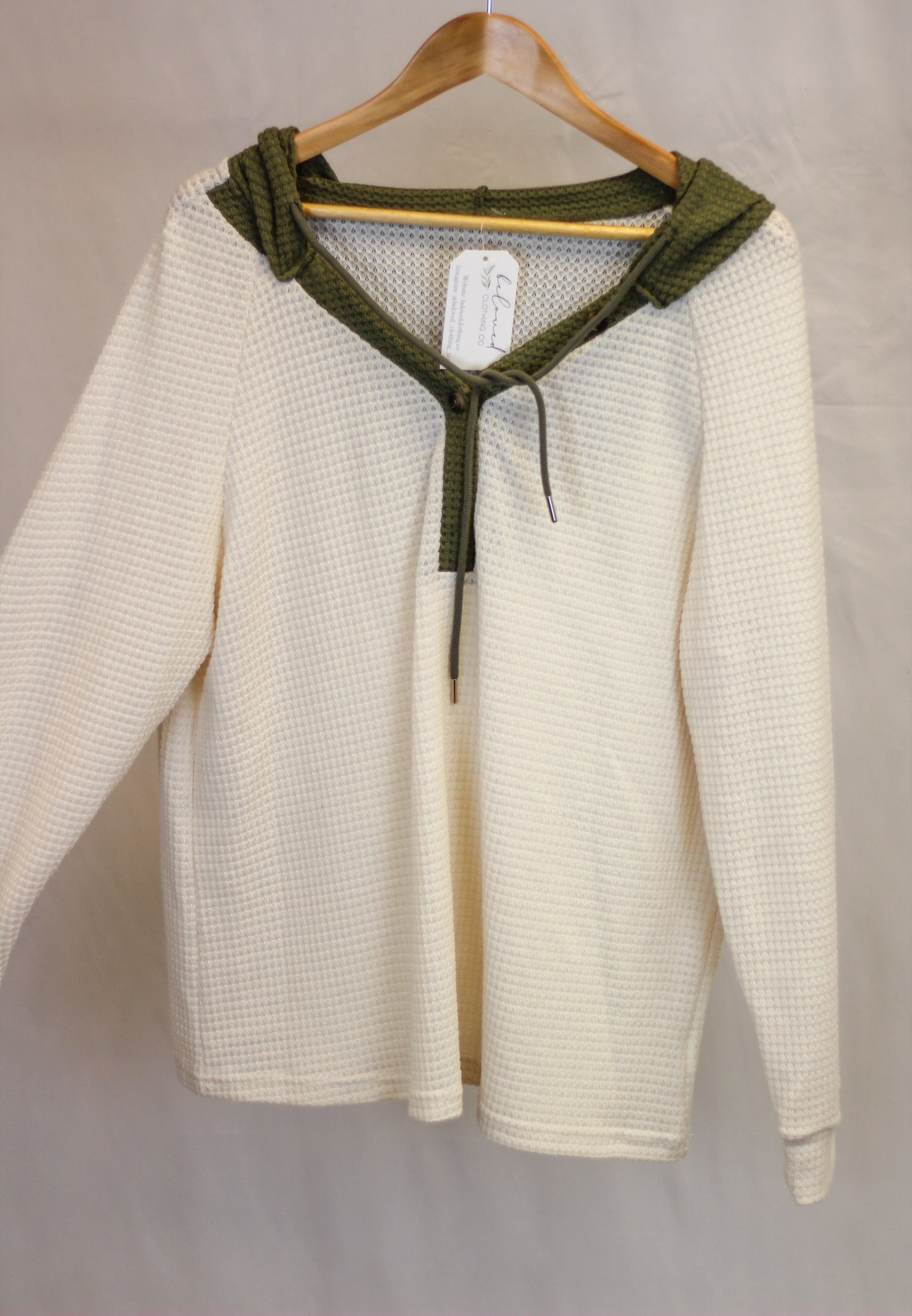 Olive & Cream Waffle Knit Pullover