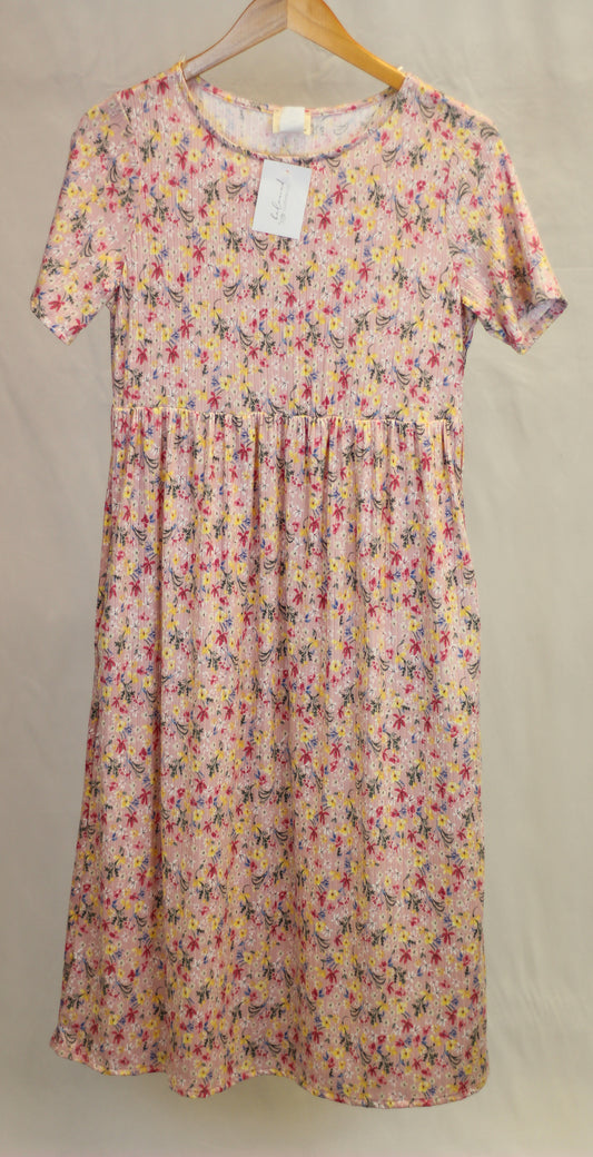 Floral Ribbed Midi Dress