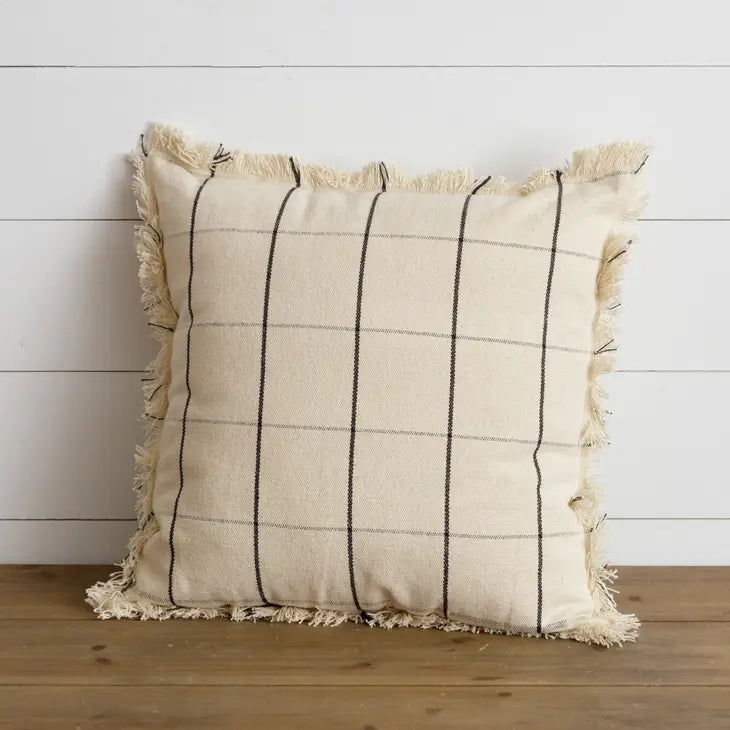 Window Pane Check Fringe Pillow