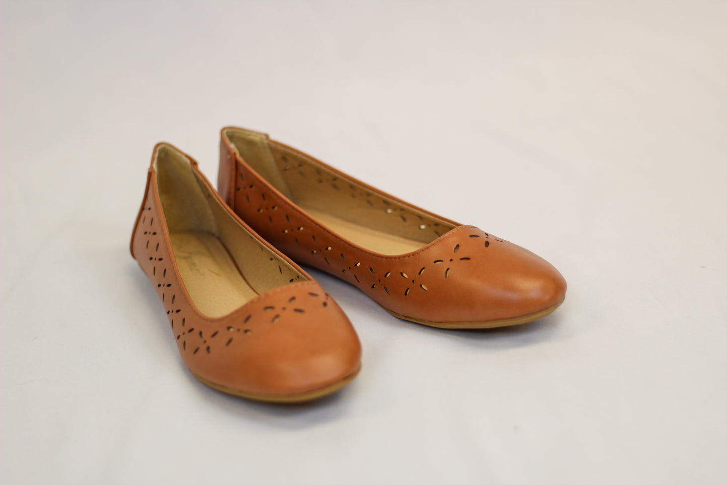 Cognac Cut Out Flats