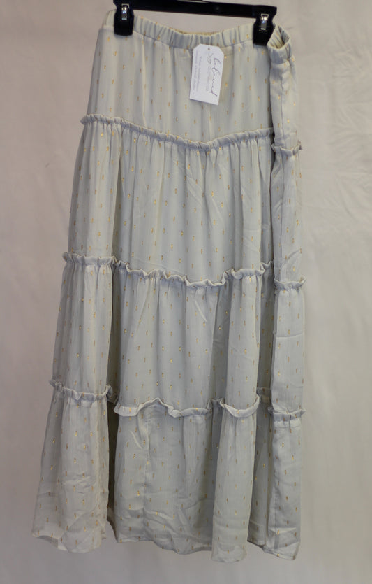 Gold Sparkle Tiered Midi Skirt