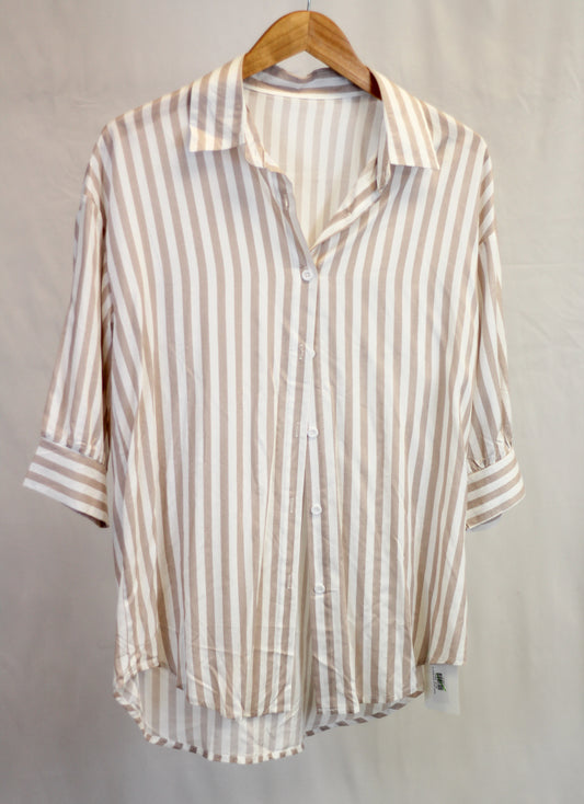Striped Dolman Short Button Up