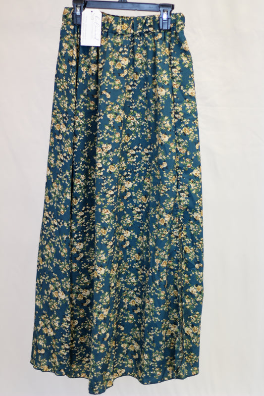 Teal Floral Skirt