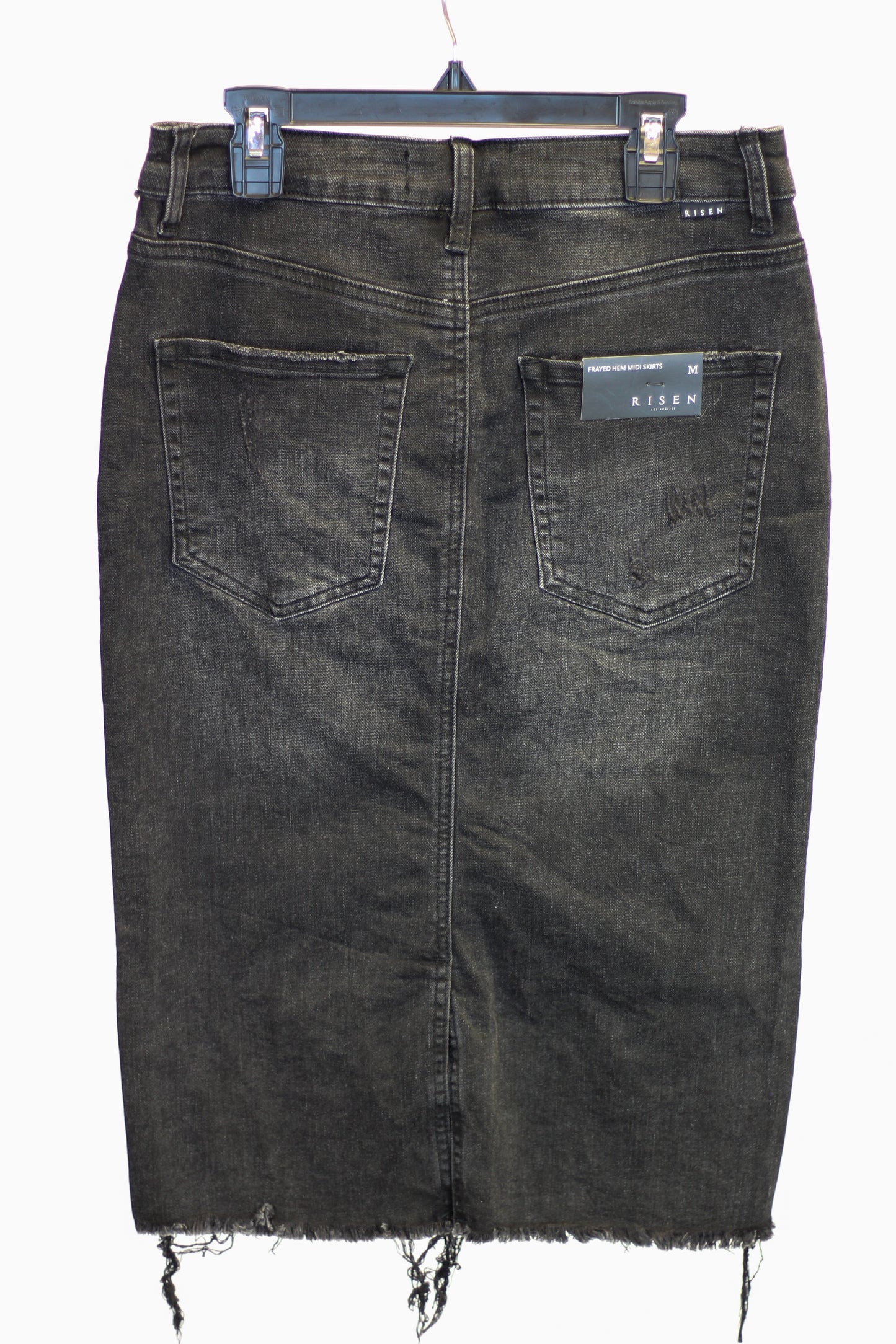 Black Distressed Denim Skirt