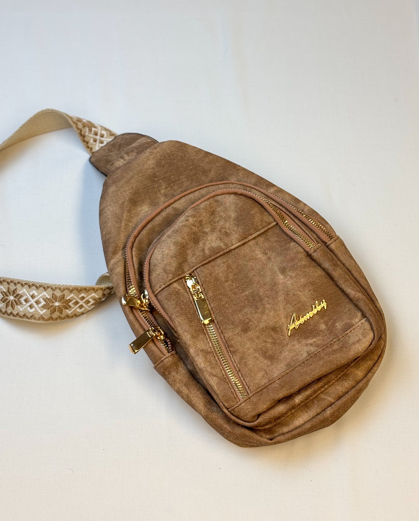 Vintage Brown Faux Leather Crossbody