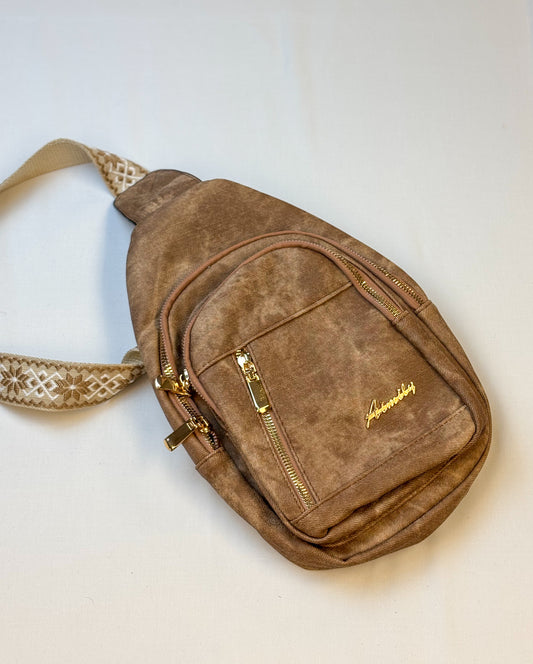 Vintage Brown Faux Leather Crossbody