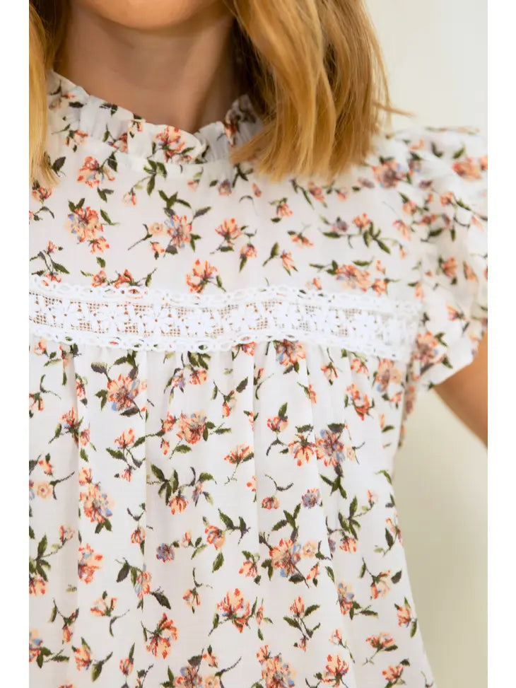 Floral Ruffle Woven Blouse