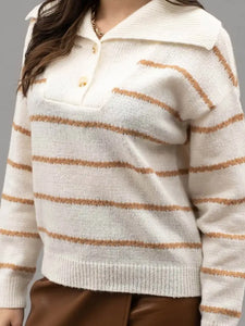 Striped Collar Knit Sweater