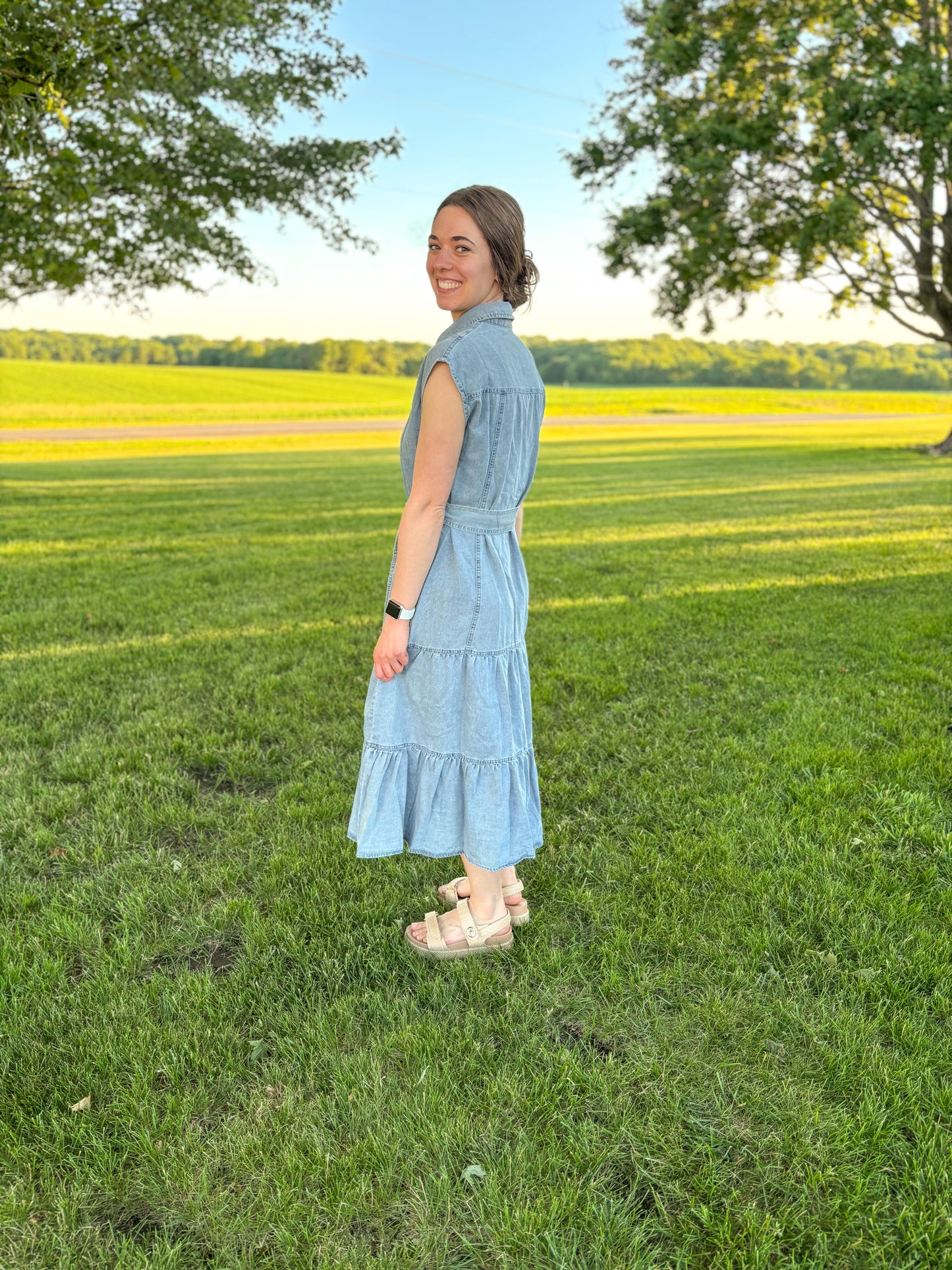Raya Button Down Denim Dress