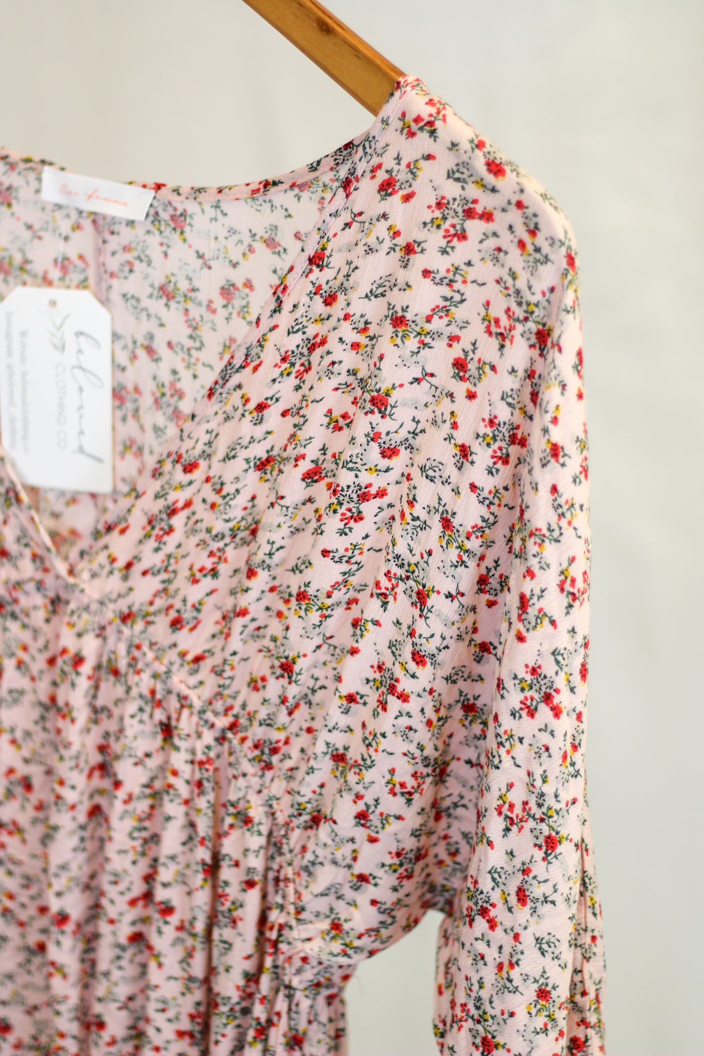 Deep V-Neck Floral Dress