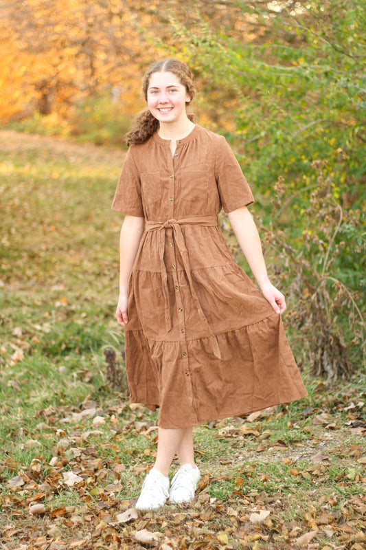Corduroy Tiered Dress