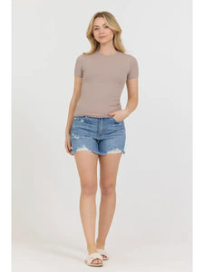 High Neck Double Layered Short Sleeve Top