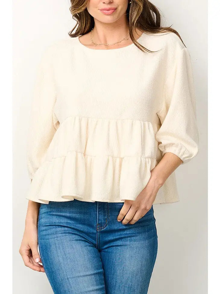 Puff Sleeves Tunic Tiered Top