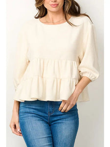 Puff Sleeves Tunic Tiered Top