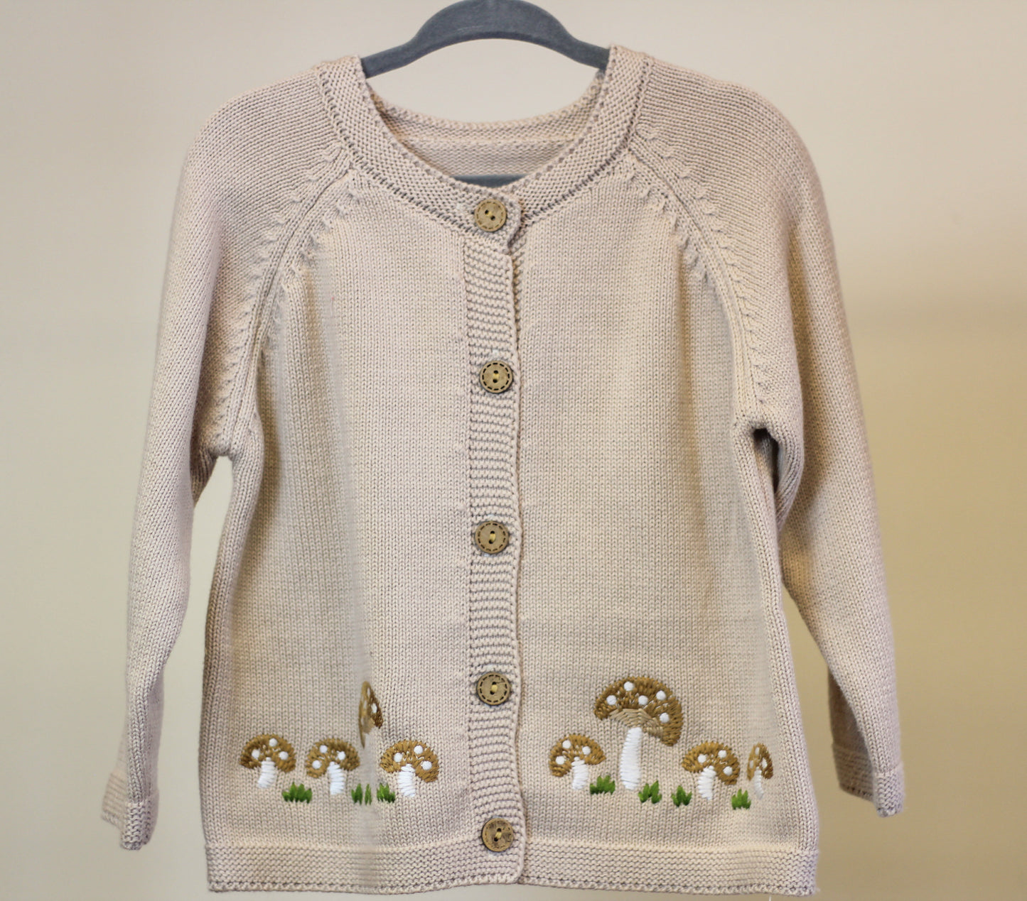 Baby Girl Mushroom Embroidered Cardigan