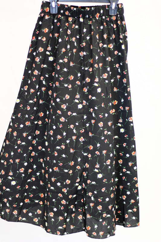 Black Floral Skirt