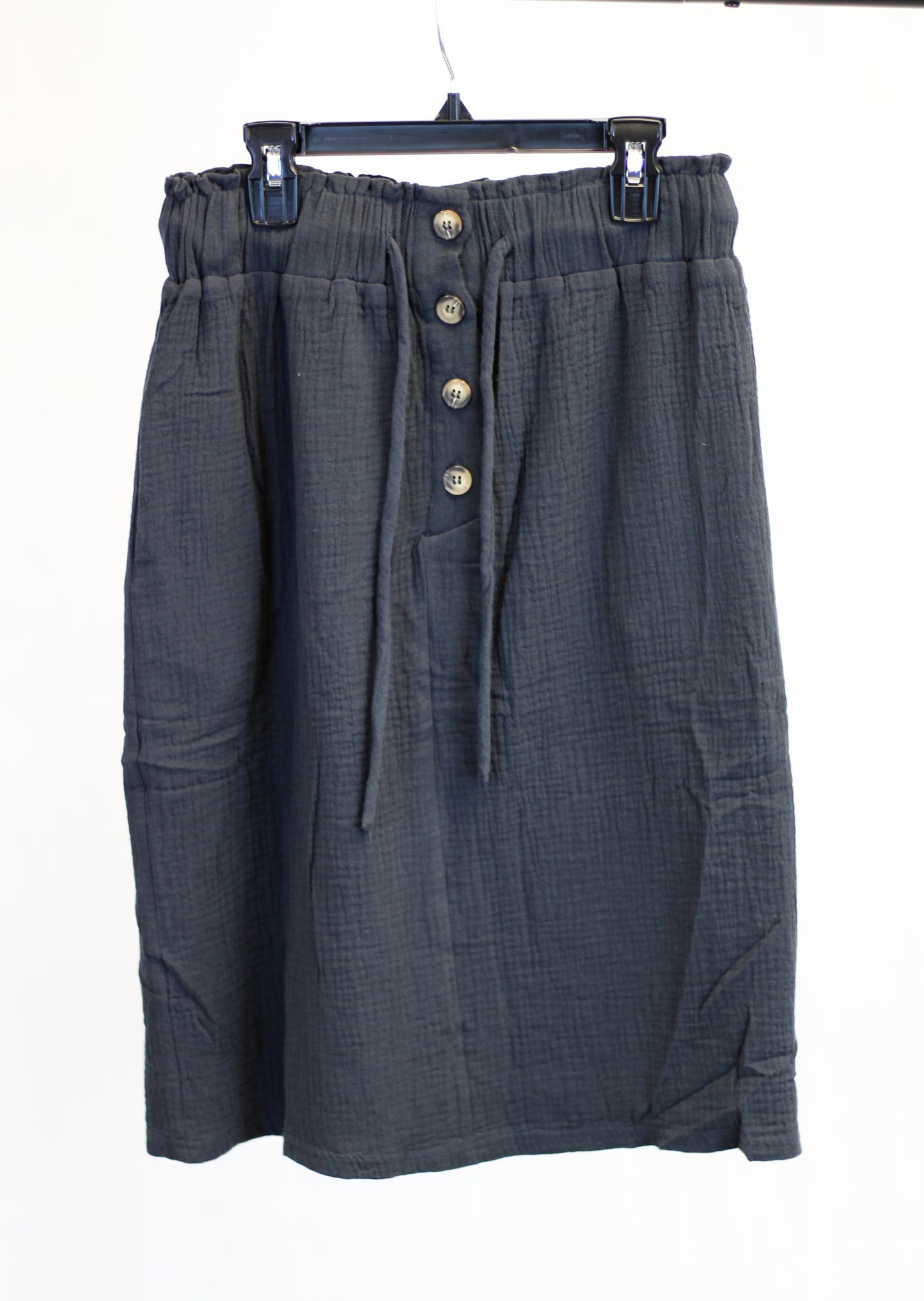 100% Cotton Button Midi Skirt