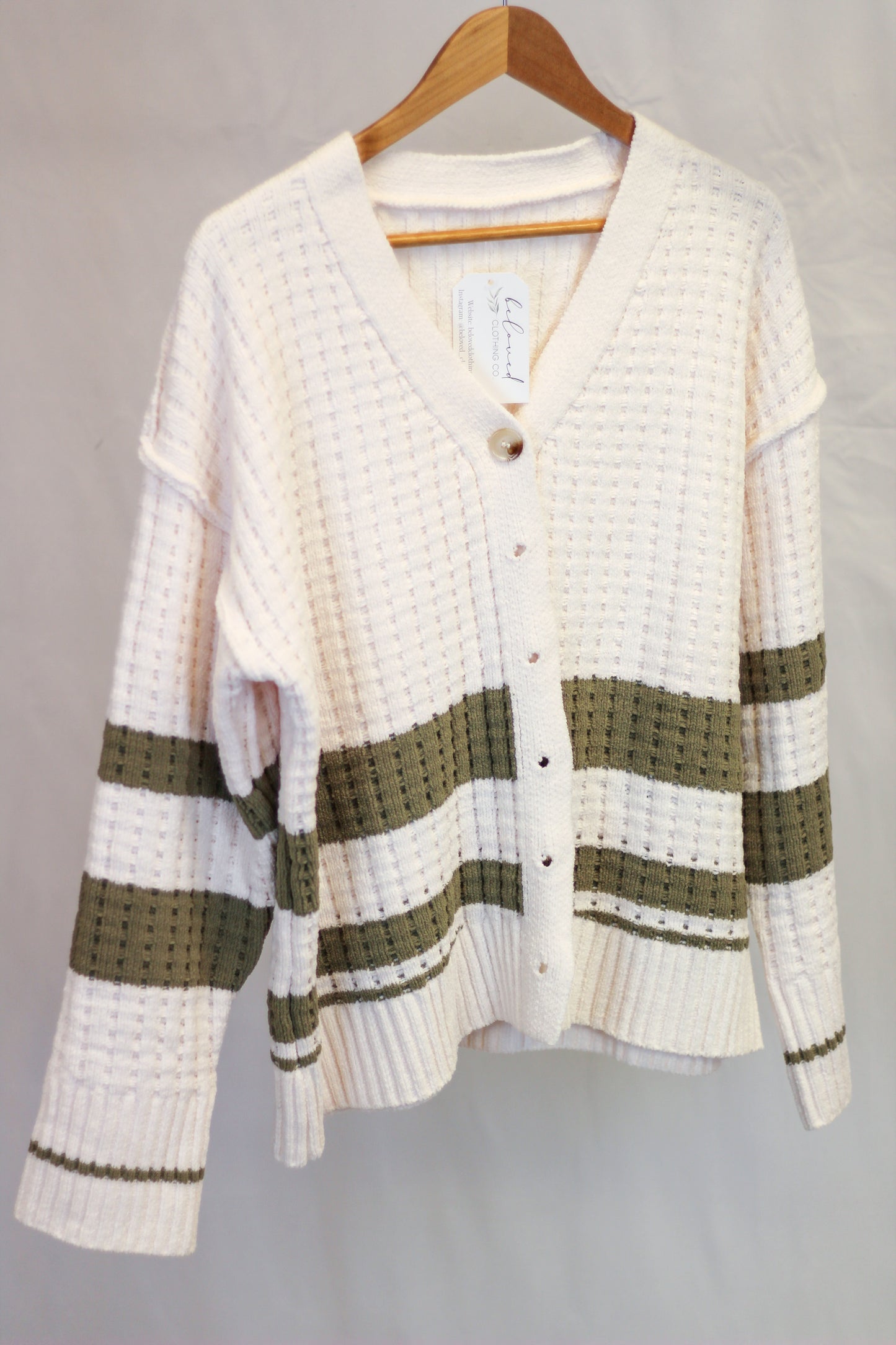 Striped Open Front Knitted Cardigan