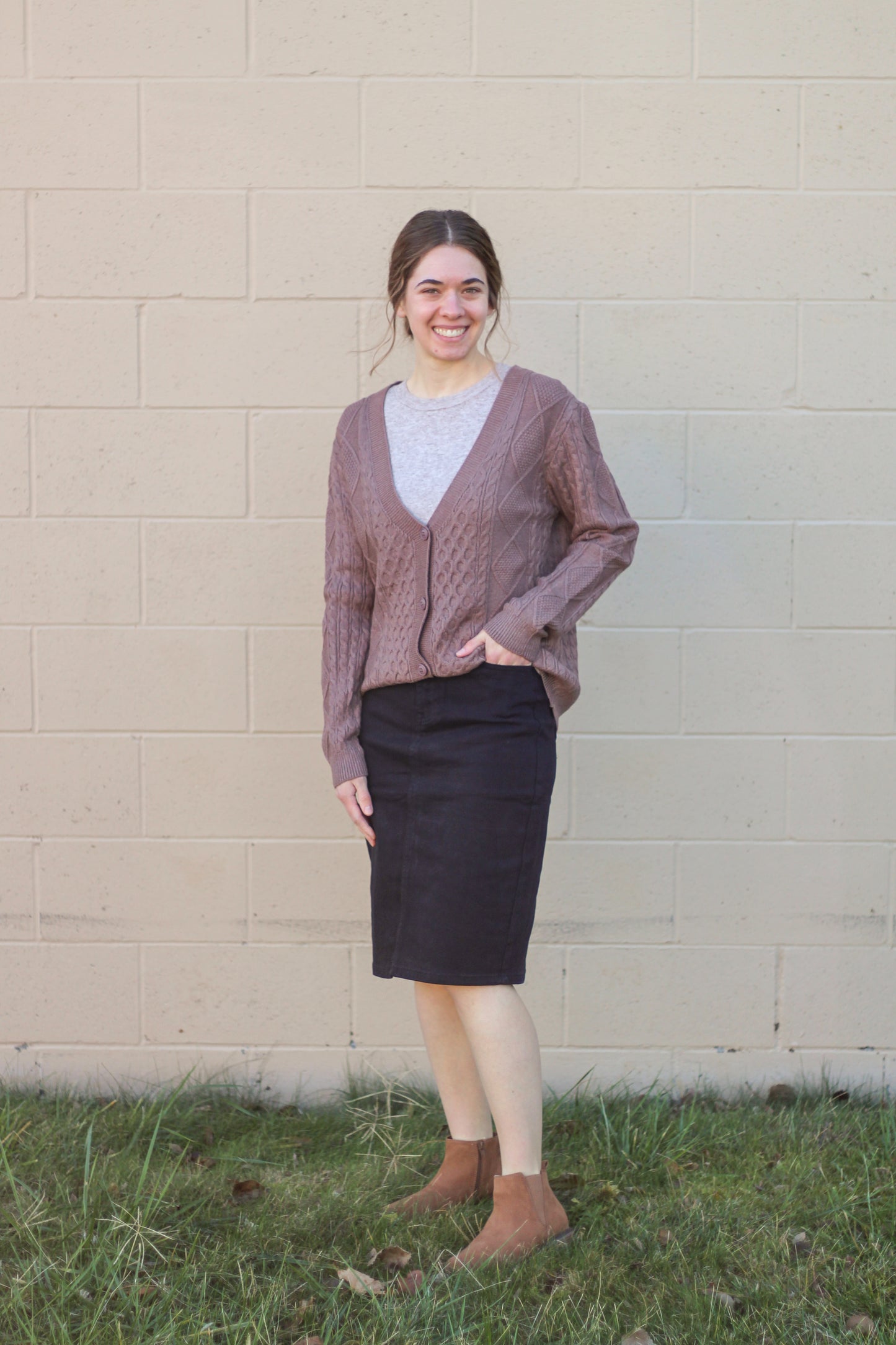 Cable Knit Button Down Sweater