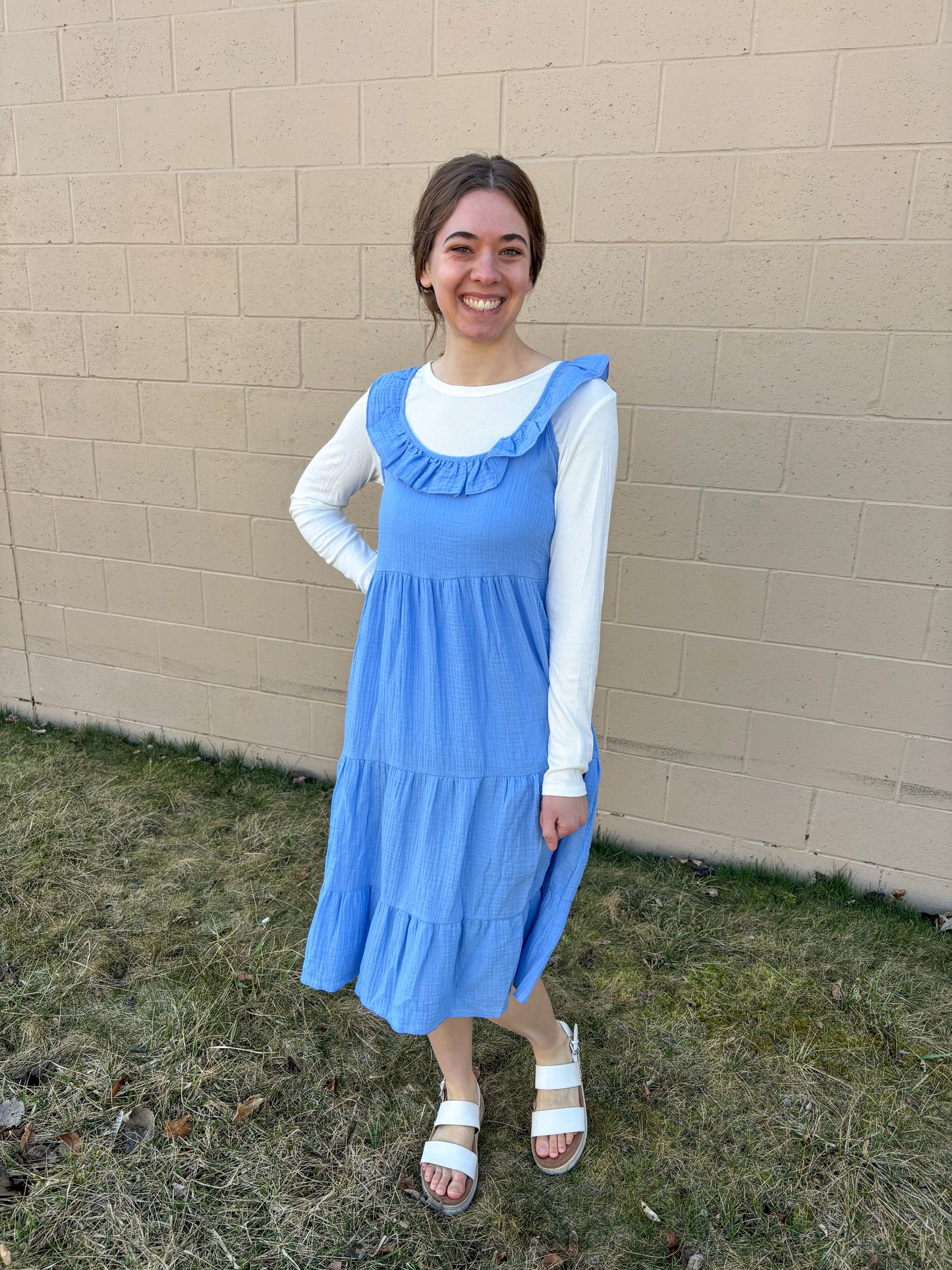 Blue Ruffle Jumper
