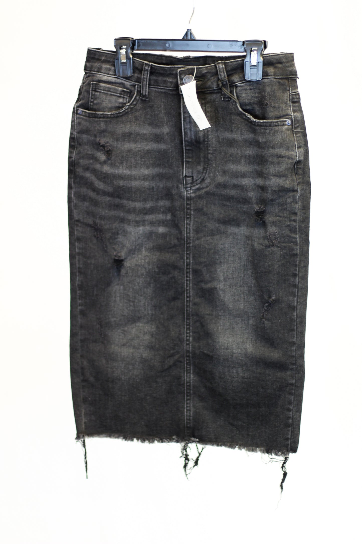 Black Distressed Denim Skirt