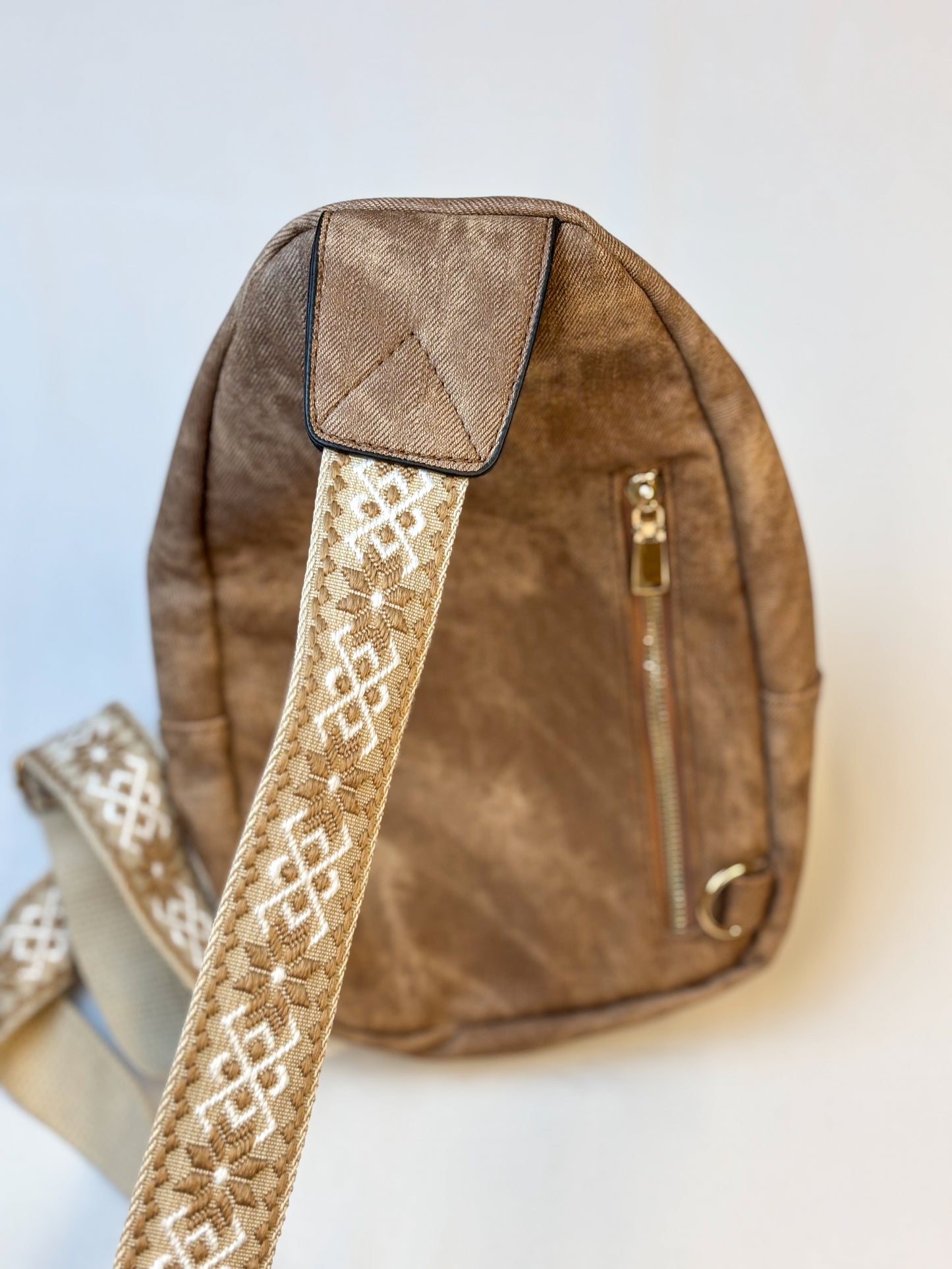 Vintage Brown Faux Leather Crossbody