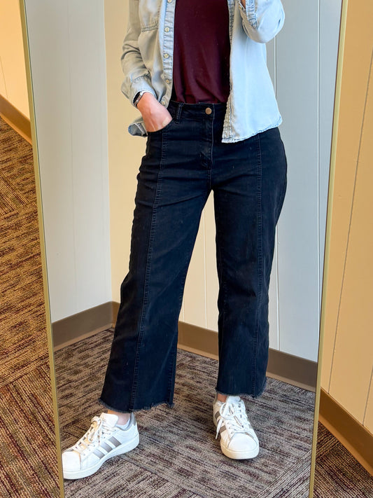 Black Cropped Denim Jeans