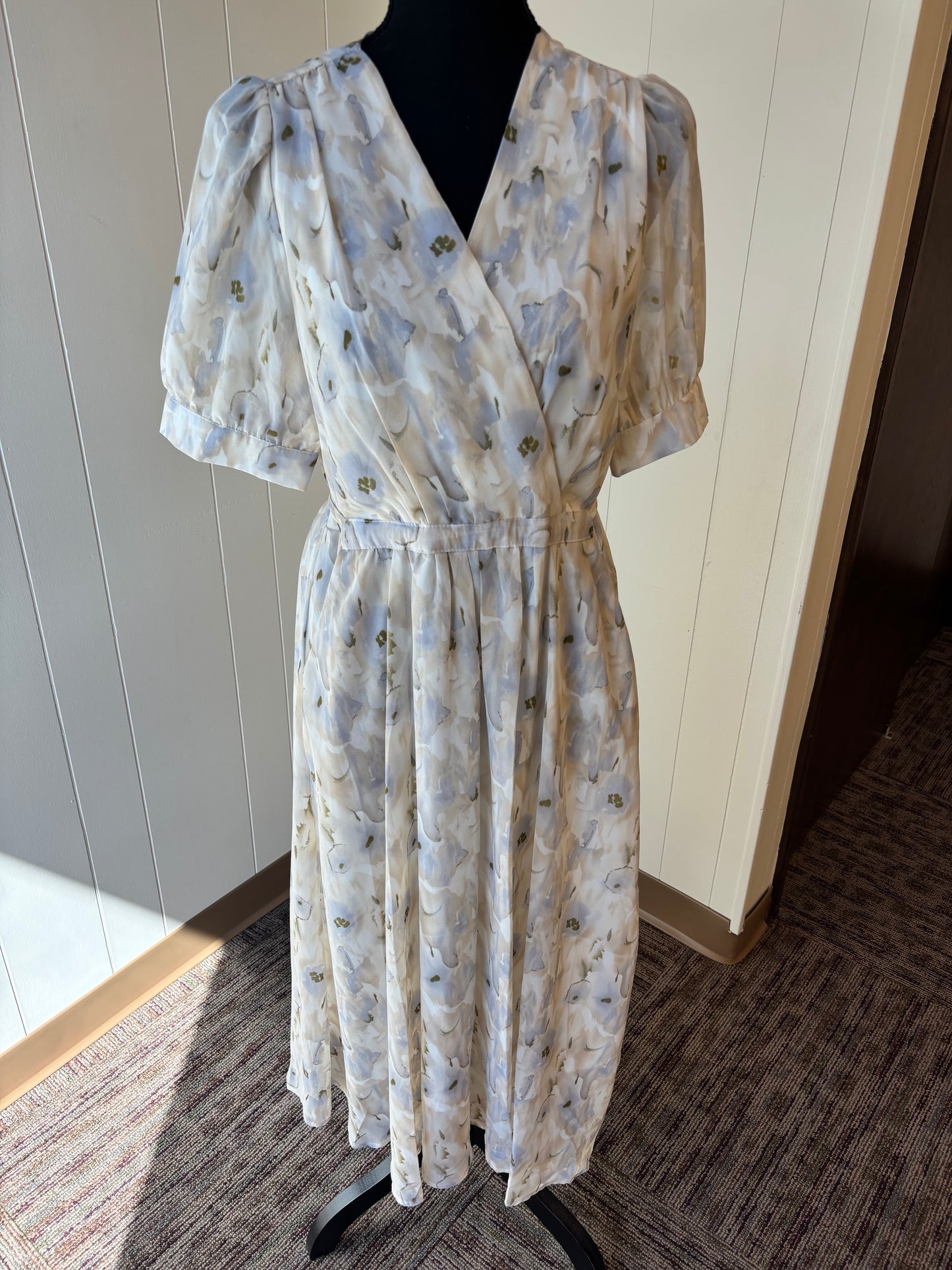 Watercolor Chiffon Tie Waist Dress