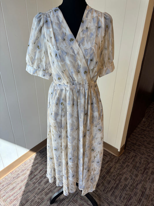Watercolor Chiffon Tie Waist Dress
