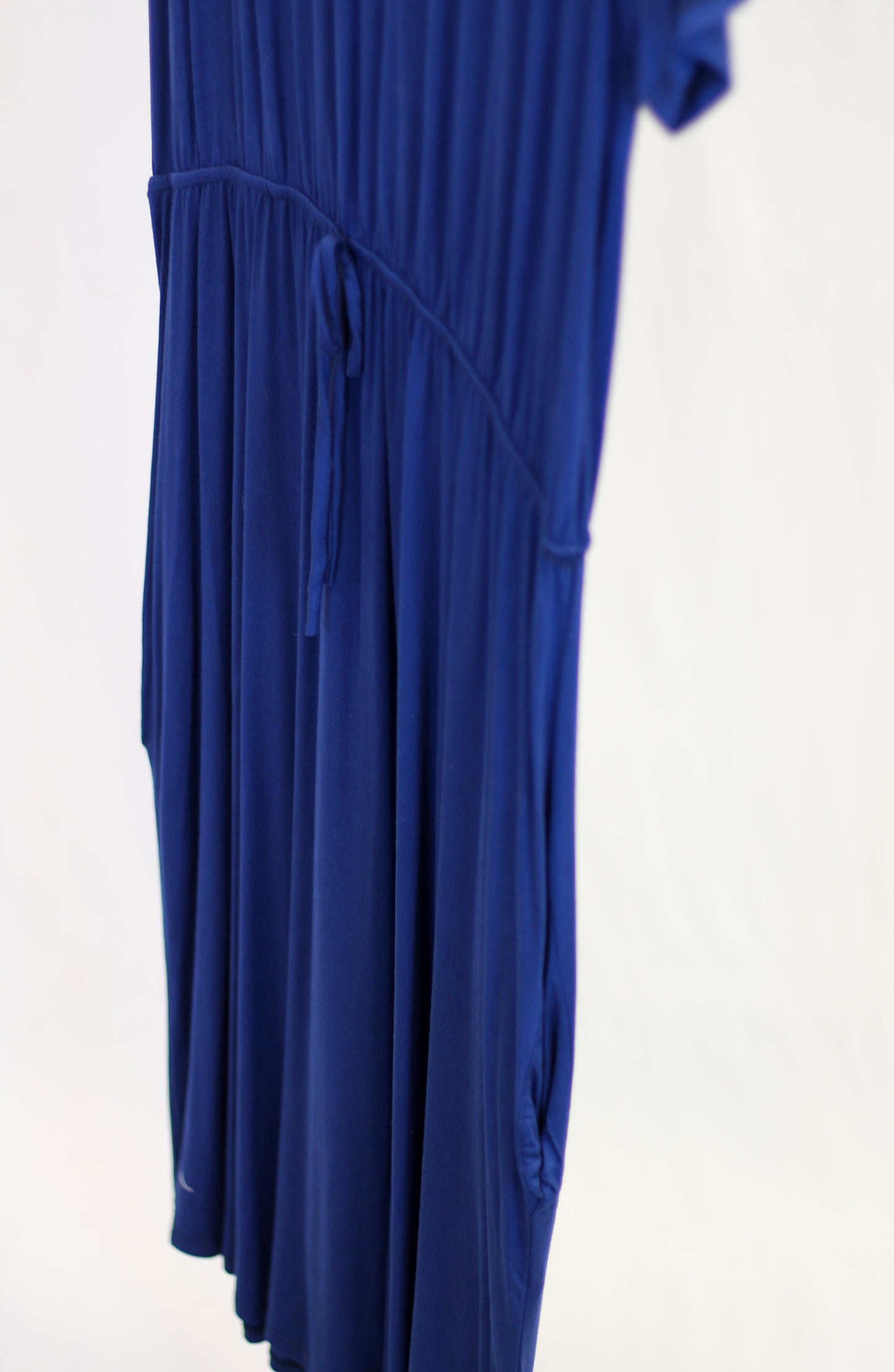 Solid Drawstring Waist Midi Dress